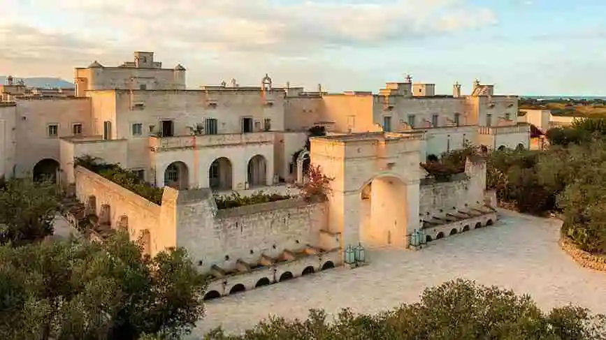 Borgo Egnazia luxury hotel with stunning pool and Puglian architecture